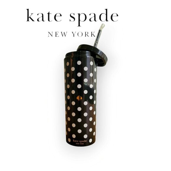 Kate Spade 24oz Insulated Tumbler w/ Straw, Black - Picture 1 of 4